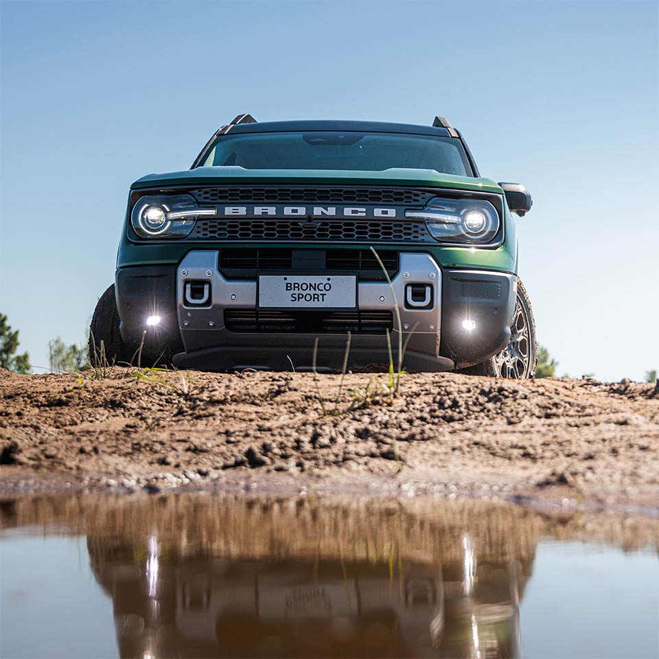 Detalle de los faros y el equipamiento exterior de la Ford Bronco Sport