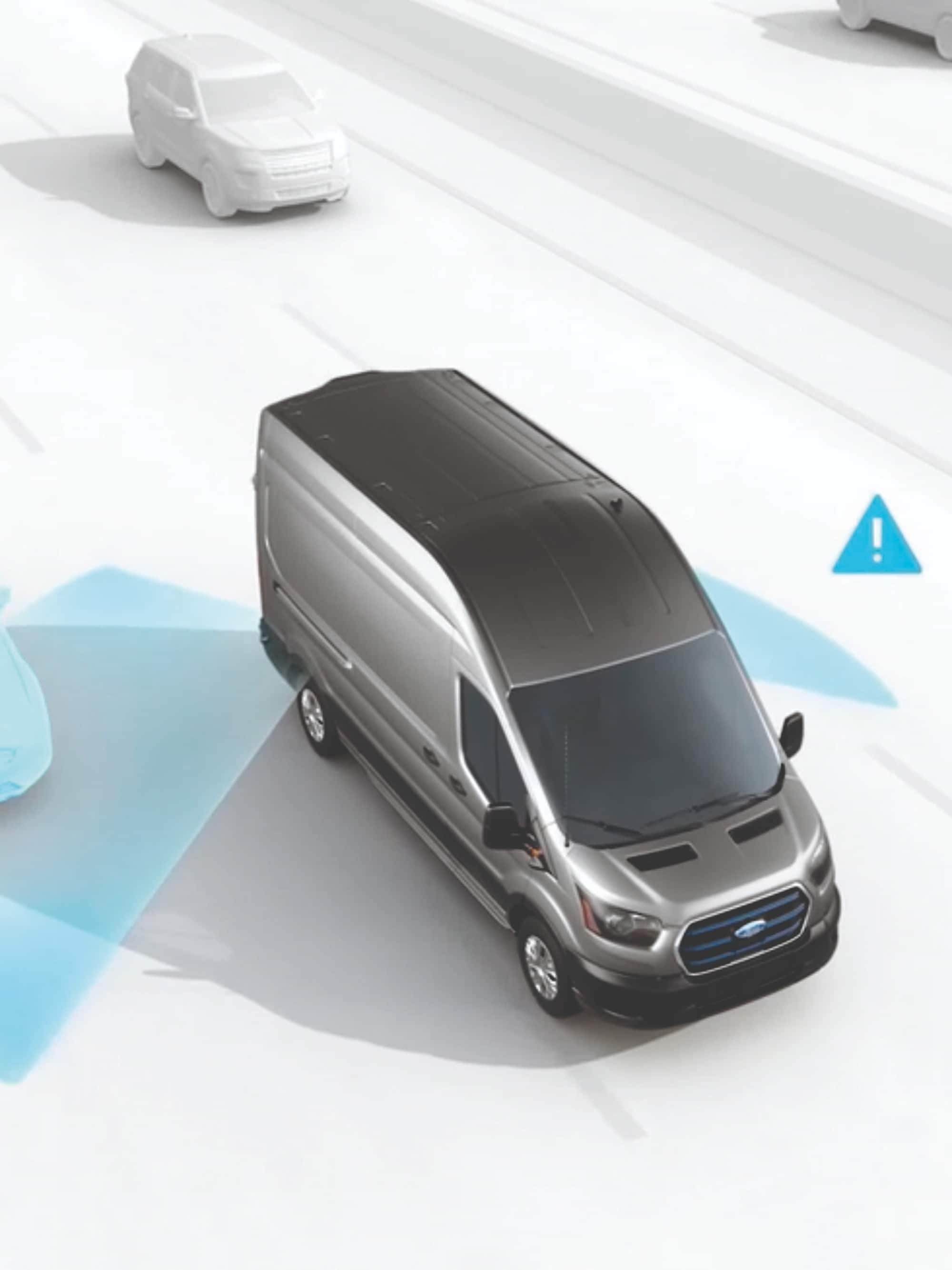 Espejos laterales de la Ford E-Transit Van con luz de advertencia para puntos ciegos 